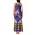 Hawaiian Lei Turtle and Plumeria Tank Maxi Dress Polynerian Art Tattoo-Navy Color