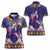 Hawaiian Lei Turtle and Plumeria Women Polo Shirt Polynerian Art Tattoo-Navy Color