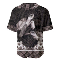 Hawaiian Lei Turtle and Plumeria Baseball Jersey Polynerian Art Tattoo-Grayscale Mode LT03 - Polynesian Pride