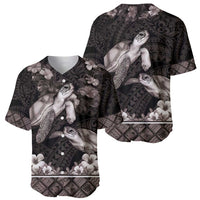 Hawaiian Lei Turtle and Plumeria Baseball Jersey Polynerian Art Tattoo-Grayscale Mode LT03 - Polynesian Pride