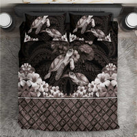 Hawaiian Lei Turtle and Plumeria Bedding Set Polynerian Art Tattoo-Grayscale Mode LT03 Black - Polynesian Pride