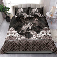 Hawaiian Lei Turtle and Plumeria Bedding Set Polynerian Art Tattoo-Grayscale Mode LT03 - Polynesian Pride