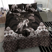 Hawaiian Lei Turtle and Plumeria Bedding Set Polynerian Art Tattoo-Grayscale Mode LT03 - Polynesian Pride