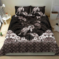 Hawaiian Lei Turtle and Plumeria Bedding Set Polynerian Art Tattoo-Grayscale Mode LT03 - Polynesian Pride