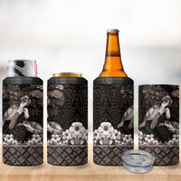 Hawaiian Lei Turtle and Plumeria 4 in 1 Can Cooler Tumbler Polynerian Art Tattoo-Grayscale Mode LT03 - Polynesian Pride