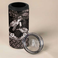Hawaiian Lei Turtle and Plumeria 4 in 1 Can Cooler Tumbler Polynerian Art Tattoo-Grayscale Mode LT03 - Polynesian Pride