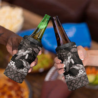 Hawaiian Lei Turtle and Plumeria 4 in 1 Can Cooler Tumbler Polynerian Art Tattoo-Grayscale Mode LT03 - Polynesian Pride