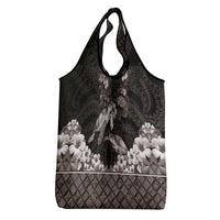 Hawaiian Lei Turtle and Plumeria Grocery Bag Polynerian Art Tattoo-Grayscale Mode LT03 - Polynesian Pride