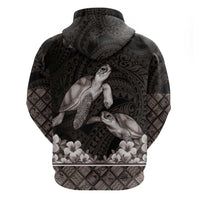 Hawaiian Lei Turtle and Plumeria Hoodie Polynerian Art Tattoo-Grayscale Mode LT03 - Polynesian Pride
