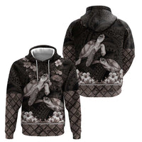 Hawaiian Lei Turtle and Plumeria Hoodie Polynerian Art Tattoo-Grayscale Mode LT03 - Polynesian Pride