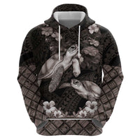 Hawaiian Lei Turtle and Plumeria Hoodie Polynerian Art Tattoo-Grayscale Mode LT03 - Polynesian Pride