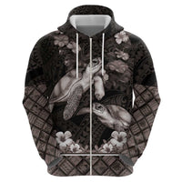Hawaiian Lei Turtle and Plumeria Hoodie Polynerian Art Tattoo-Grayscale Mode LT03 - Polynesian Pride