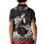 Hawaiian Lei Turtle and Plumeria Kid Polo Shirt Polynerian Art Tattoo-Grayscale Mode