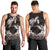 Hawaiian Lei Turtle and Plumeria Men Tank Top Polynerian Art Tattoo-Grayscale Mode