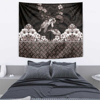 Hawaiian Lei Turtle and Plumeria Tapestry Polynerian Art Tattoo-Grayscale Mode LT03 - Polynesian Pride
