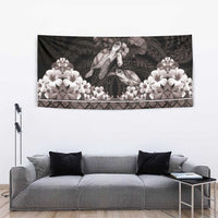 Hawaiian Lei Turtle and Plumeria Tapestry Polynerian Art Tattoo-Grayscale Mode LT03 - Polynesian Pride