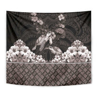 Hawaiian Lei Turtle and Plumeria Tapestry Polynerian Art Tattoo-Grayscale Mode LT03 - Polynesian Pride