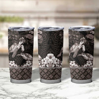 Hawaiian Lei Turtle and Plumeria Tumbler Cup Polynerian Art Tattoo-Grayscale Mode LT03 - Polynesian Pride