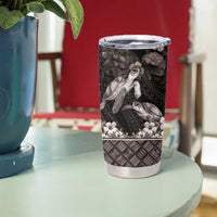 Hawaiian Lei Turtle and Plumeria Tumbler Cup Polynerian Art Tattoo-Grayscale Mode LT03 - Polynesian Pride