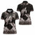 Hawaiian Lei Turtle and Plumeria Women Polo Shirt Polynerian Art Tattoo-Grayscale Mode