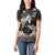 Hawaiian Lei Turtle and Plumeria Women Polo Shirt Polynerian Art Tattoo-Grayscale Mode