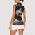 Hawaiian Lei Turtle and Plumeria Women Sleeveless Polo Shirt Polynerian Art Tattoo-Grayscale Mode