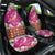 Hawaiian Plumeria and Humpback Whales Car Seat Cover Polynerian Art Tattoo-Plum Pink Color