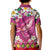 Hawaiian Plumeria and Humpback Whales Kid Polo Shirt Polynerian Art Tattoo-Plum Pink Color