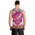 Hawaiian Plumeria and Humpback Whales Men Tank Top Polynerian Art Tattoo-Plum Pink Color