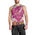 Hawaiian Plumeria and Humpback Whales Men Tank Top Polynerian Art Tattoo-Plum Pink Color