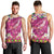 Hawaiian Plumeria and Humpback Whales Men Tank Top Polynerian Art Tattoo-Plum Pink Color