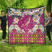 Hawaiian Plumeria and Humpback Whales Quilt Polynerian Art Tattoo-Plum Pink Color LT03 - Polynesian Pride