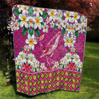 Hawaiian Plumeria and Humpback Whales Quilt Polynerian Art Tattoo-Plum Pink Color LT03 - Polynesian Pride