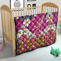 Hawaiian Plumeria and Humpback Whales Quilt Polynerian Art Tattoo-Plum Pink Color LT03 - Polynesian Pride