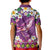 Hawaiian Plumeria and Humpback Whales Kid Polo Shirt Polynerian Art Tattoo-Mauve Color