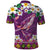 Hawaiian Plumeria and Humpback Whales Polo Shirt Polynerian Art Tattoo-Mauve Color