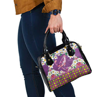 Hawaiian Plumeria and Humpback Whales Shoulder Handbag Polynerian Art Tattoo-Mauve Color LT03 - Polynesian Pride
