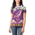 Hawaiian Plumeria and Humpback Whales Women Polo Shirt Polynerian Art Tattoo-Mauve Color