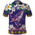 Hawaiian Plumeria and Humpback Whales Polo Shirt Polynerian Art Tattoo-Navy Color