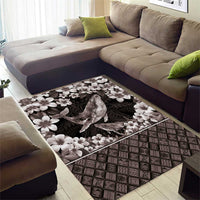 Hawaiian Plumeria and Humpback Whales Area Rug Polynerian Art Tattoo-Grayscale Mode LT03 - Polynesian Pride