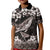 Hawaiian Plumeria and Humpback Whales Kid Polo Shirt Polynerian Art Tattoo-Grayscale Mode