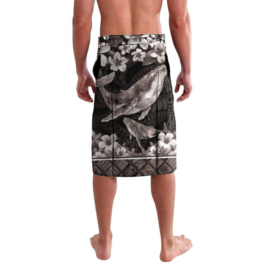 Hawaiian Plumeria and Humpback Whales Lavalava Polynerian Art Tattoo-Grayscale Mode LT03 - Polynesian Pride