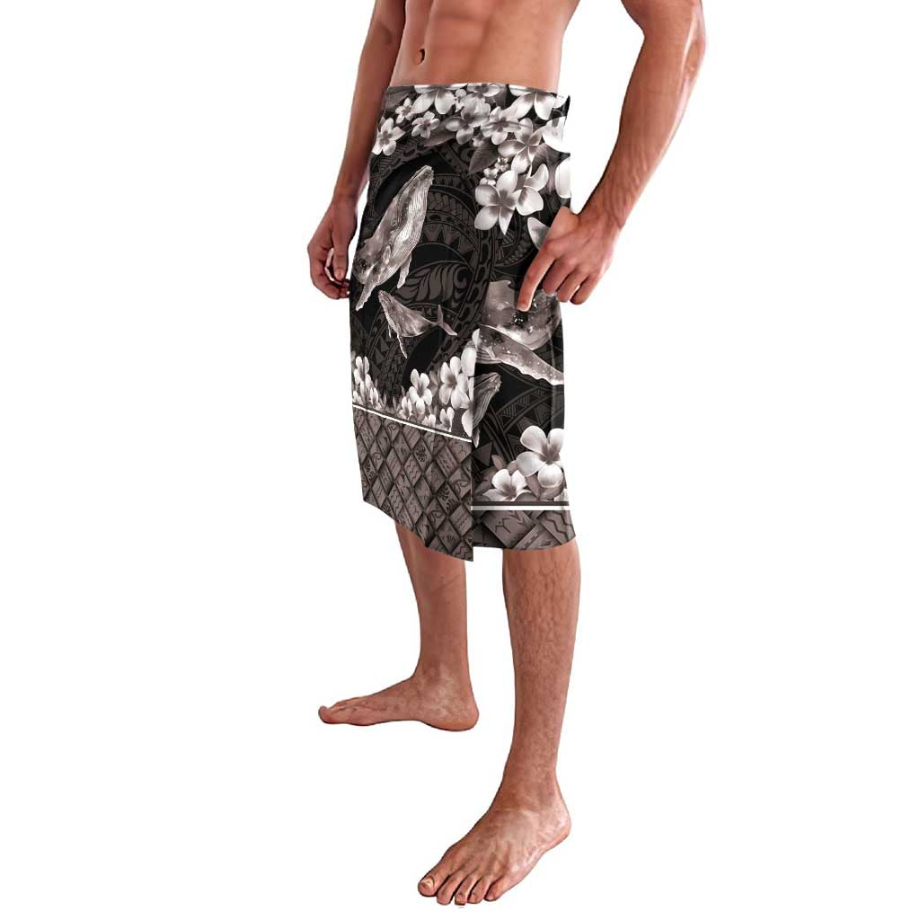 Hawaiian Plumeria and Humpback Whales Lavalava Polynerian Art Tattoo-Grayscale Mode LT03 - Polynesian Pride