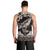 Hawaiian Plumeria and Humpback Whales Men Tank Top Polynerian Art Tattoo-Grayscale Mode