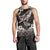 Hawaiian Plumeria and Humpback Whales Men Tank Top Polynerian Art Tattoo-Grayscale Mode