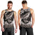 Hawaiian Plumeria and Humpback Whales Men Tank Top Polynerian Art Tattoo-Grayscale Mode