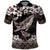 Hawaiian Plumeria and Humpback Whales Polo Shirt Polynerian Art Tattoo-Grayscale Mode