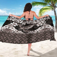 Hawaiian Plumeria and Humpback Whales Sarong Polynerian Art Tattoo-Grayscale Mode LT03 - Polynesian Pride