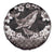 Hawaiian Plumeria and Humpback Whales Spare Tire Cover Polynerian Art Tattoo-Grayscale Mode