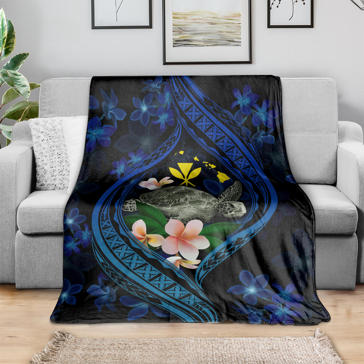 Hawaii Turtle Plumeria Flower Fanciful Blanket LT03 - Polynesian Pride
